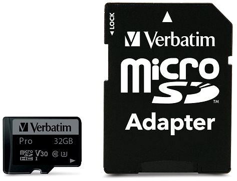 Speicherkarte VERBATIM Pro microSDHC 32 GB UHS-I V30 U3 + SD-Adapter ...