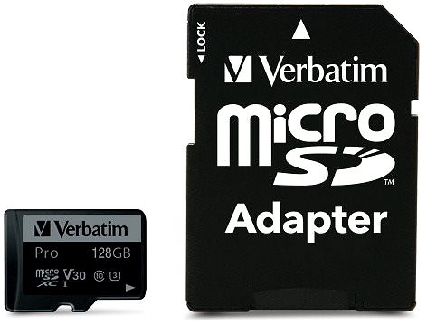 Paměťová karta Verbatim MicroSDXC 128GB Pro + SD adaptér ...