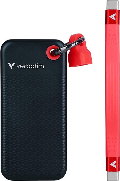 VERBATIM Pocket SSD 256GB black/red external drive.