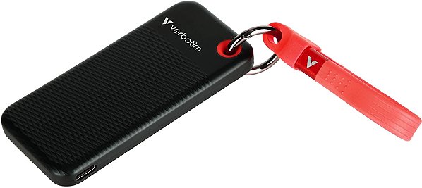 VERBATIM Pocket SSD 512GB black/red external drive.