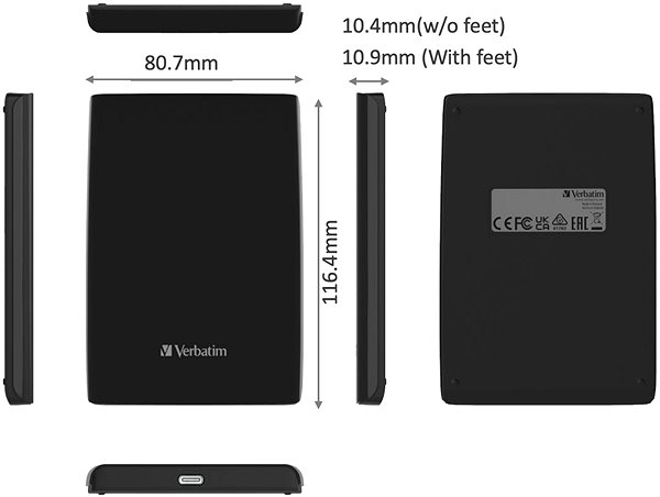 External Hard Drive VERBATIM Slim Portable SSD 1TB ...