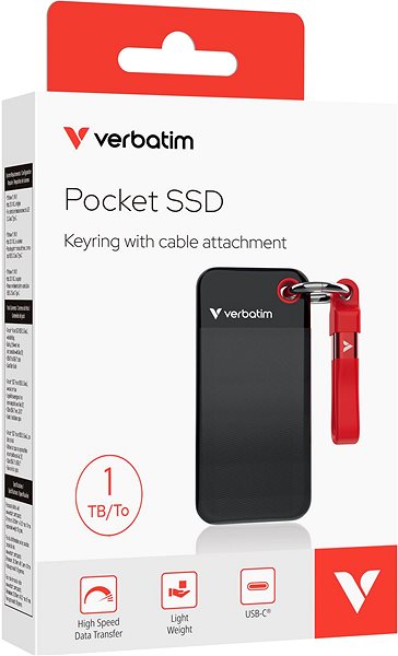 External Hard Drive VERBATIM Pocket SSD 1TB black/red ...