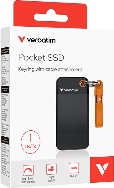 External Hard Drive VERBATIM Pocket SSD 1TB black/orange ...