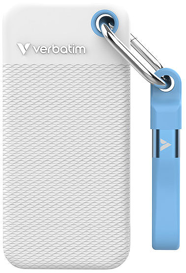 External Hard Drive VERBATIM Pocket SSD 1TB white/blue + 2x rubber case ...