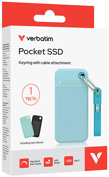 External Hard Drive VERBATIM Pocket SSD 1TB blue + 2x rubber case ...