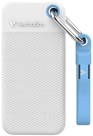 External Hard Drive VERBATIM Pocket SSD 2TB white/blue + 2x rubber case ...