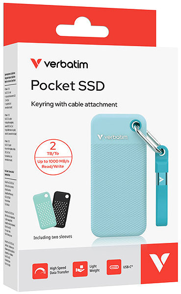 External Hard Drive VERBATIM Pocket SSD 2TB blue + 2x rubber case ...