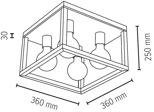 Ceiling Light Ceiling Light KAGO, 4xE27/60W/230V, Matte Oak ...