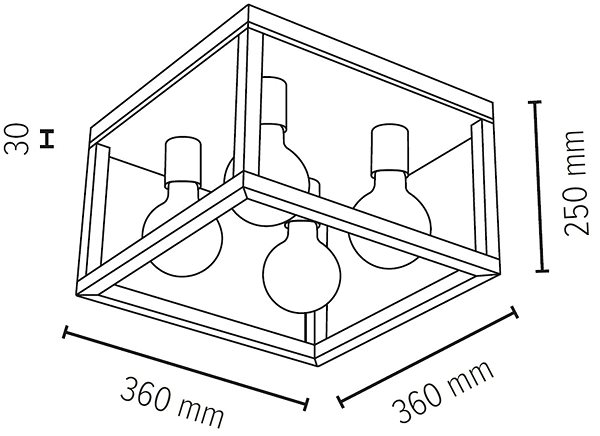 Ceiling Light Ceiling Light KAGO, 4xE27/60W/230V, Matte Oak ...