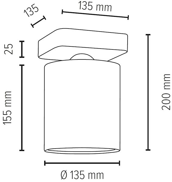 Ceiling Light Ceiling Light JENTA, 1xE27/25W/230V Technical draft