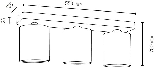 Ceiling Light Ceiling Light JENTA, 3xE27/25W/230V Technical draft