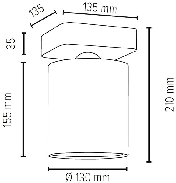 Ceiling Light Ceiling Light GENTLE, 1xE27/25W/230V Technical draft