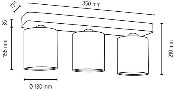 Ceiling Light Ceiling Light GENTLE, 3xE27/25W/230V Technical draft