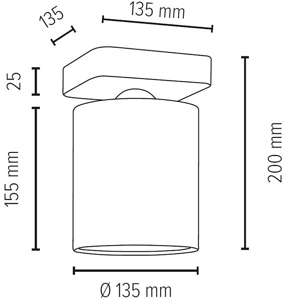 Ceiling Light Ceiling Light JENTA, 1xE27/25W/230V Technical draft