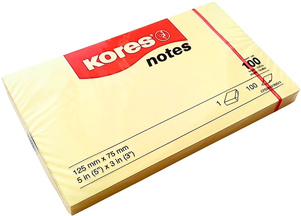 Notepad KORES 125 x 75 mm, 100 sheets, yellow - pack of 3 .
