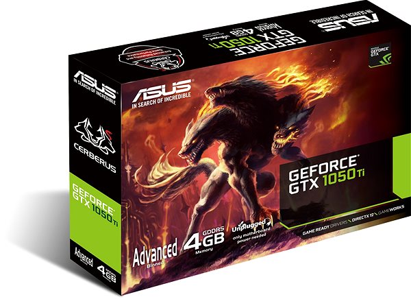 Videókártya ASUS CERBERUS GeForce GTX 1050 Ti A4G Csomagolás/doboz