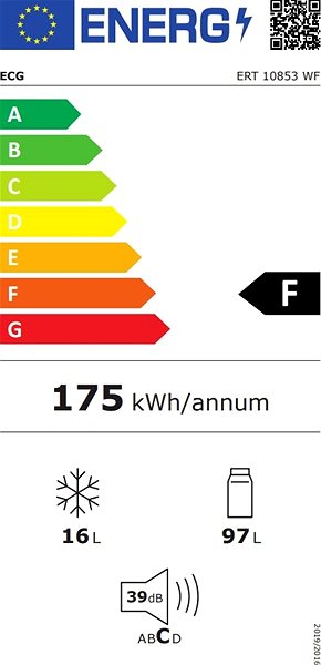 Small Fridge ECG ERT 10853 WF Energy label