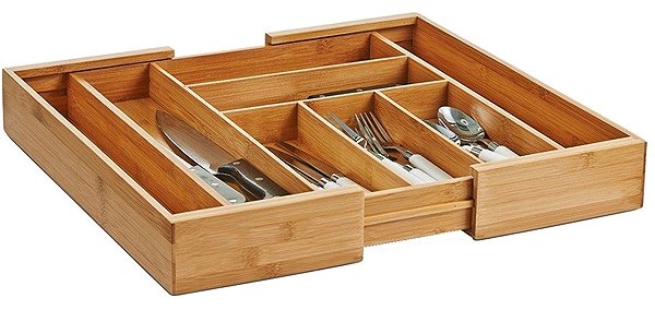 Zeller drawer cutlery holder, bamboo, 35-58 × 43 × 6.5 cm .