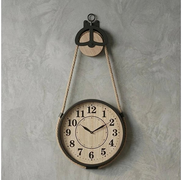 Wall Clock SCENA LIVING Wall clock on jute rope Palo, diameter 27 cm ...