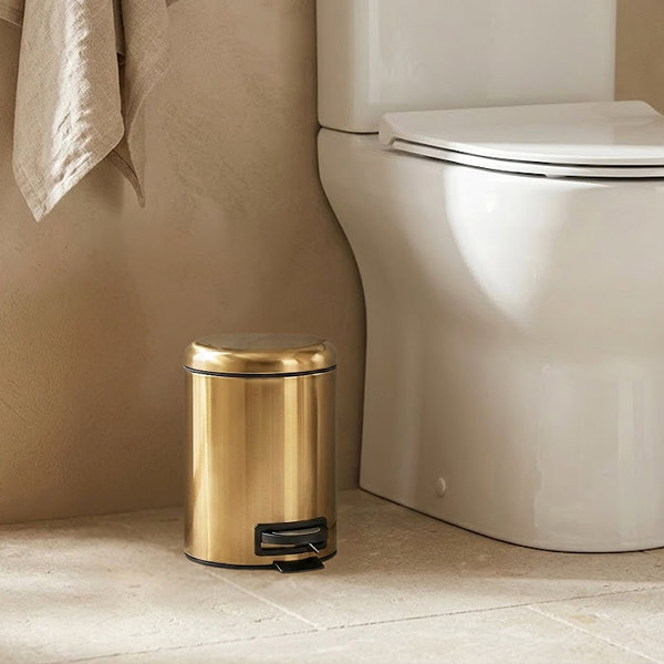 Rubbish Bin NUXIO Bathroom copper basket Steg with slow closing, removable container, 3 l ...