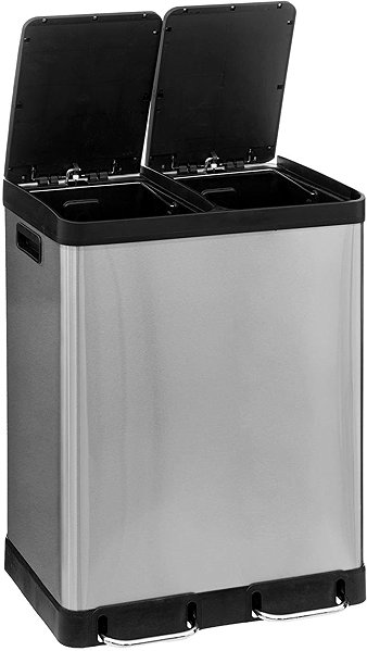 Rubbish Bin 5five Simply Smart Ariane Pedal Bin with Two Compartments, Stainless Steel, 2 × 30L ...