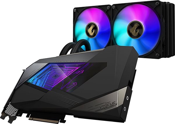 Graphics Card GIGABYTE AORUS GeForce RTX 3080 XTREME WATERFORCE 10G Lateral view