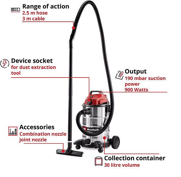 Multipurpose Vacuum Cleaner EINHELL Electric Wet/Dry Vacuum Cleaner TC-VC 3055 SA, 2342250 ...