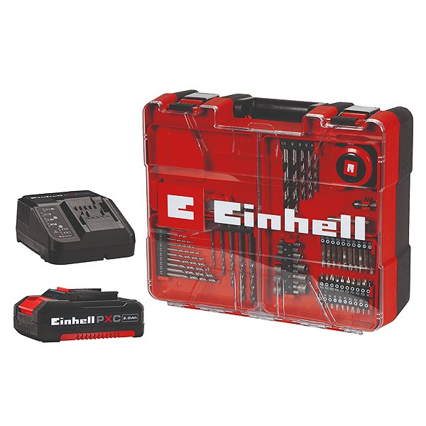Akkubohrer EINHELL AKKU Bohrmaschine mit Schlagschrauber TE-CD 18/40 Li-i + 64-teiliges Zubehörset (1 × 2,0 Ah), ...