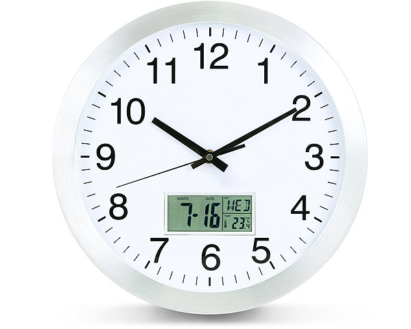 Wall Clock ELDONEX New York Analogue Clock with Display, Silver ...