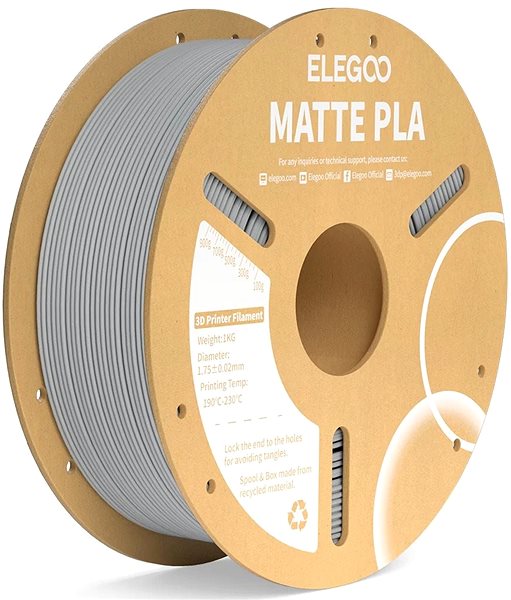 Filament Elegoo PLA MATTE-1.75mm-1KG-Cardboard Spool-Slate Grey ...