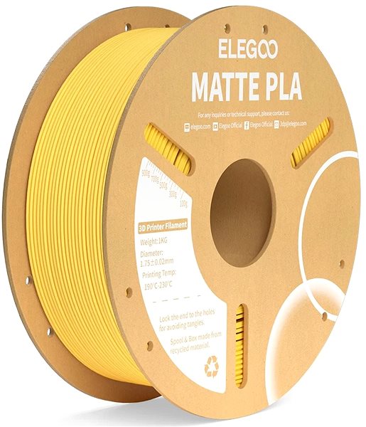 Filament Elegoo PLA MATTE-1.75mm-1KG-Cardboard Spool-Sunshine Yellow ...