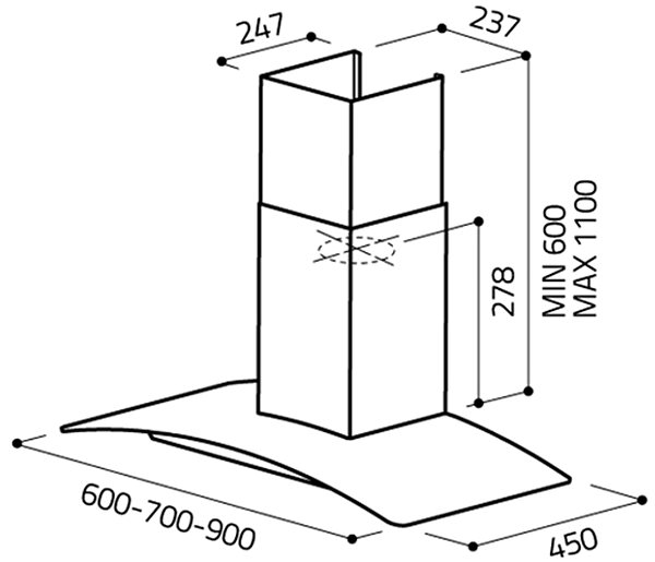 Extractor Hood ELICA REEF IX/A/90 Technical draft
