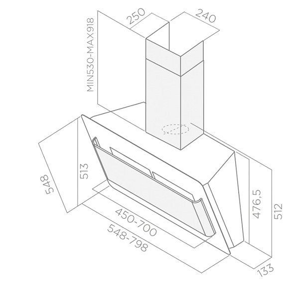 Extractor Hood ELICA BELT WH/F/80 Technical draft