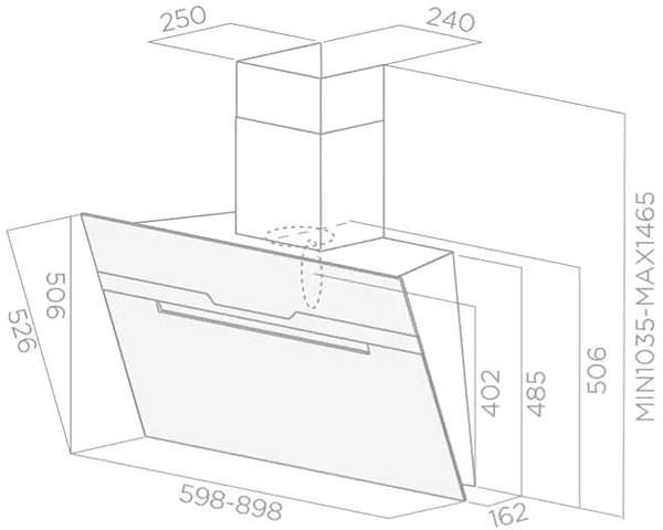 Extractor Hood ELICA MAJESTIC BL/A/60 Technical draft