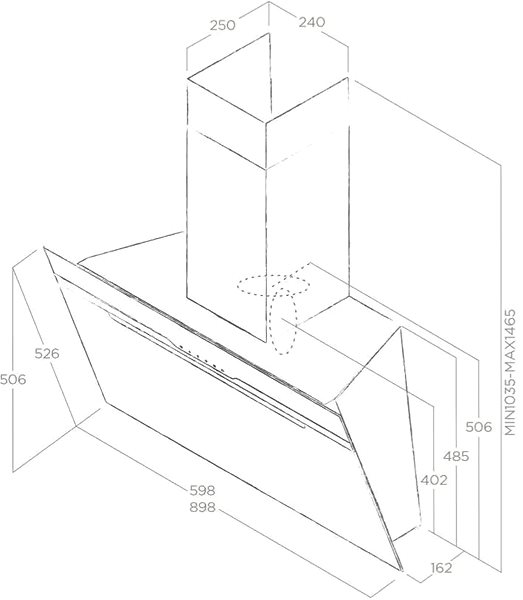 Extractor Hood ELICA MAJESTIC WH/A/60 Technical draft