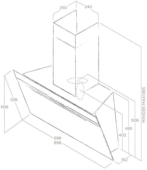 Extractor Hood ELICA MAJESTIC WH/A/90 Technical draft