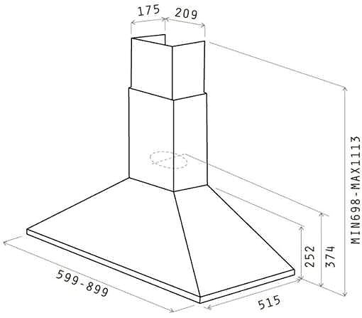 Extractor Hood ELICA TAMAYA RAIL CRBR/A/90 Technical draft