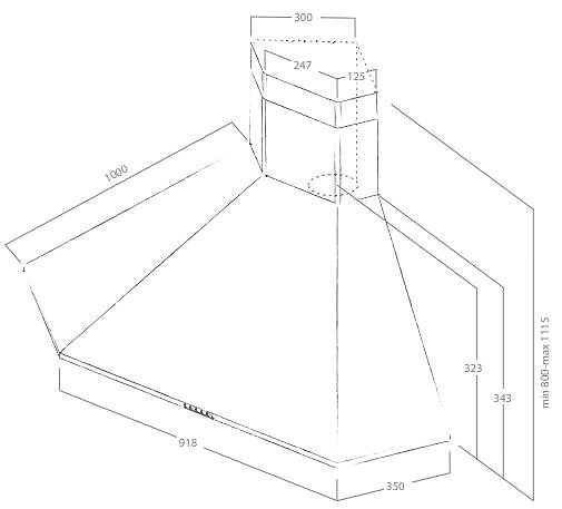 Extractor Hood ELICA ACUTA IX/F/100 Technical draft