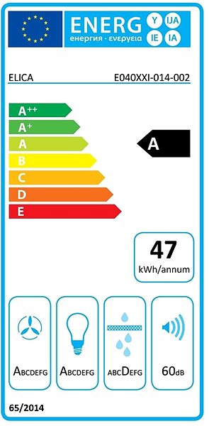 Extractor Hood ELICA ACUTA BL/F/100 Energy label