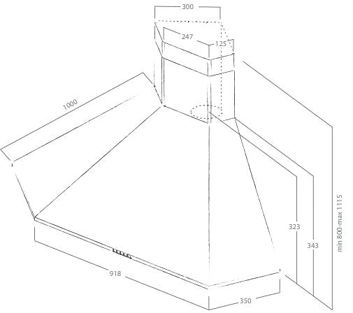 Extractor Hood ELICA ACUTA BL/F/100 Technical draft
