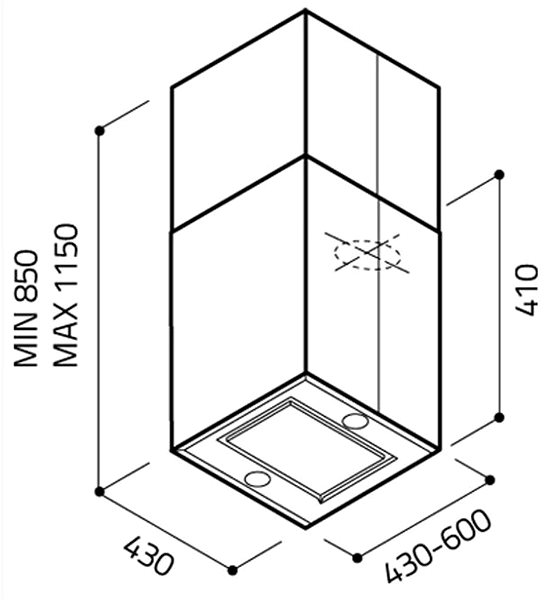 Extractor Hood ELICA KUADRA ISLAND IX/A/60 Technical draft