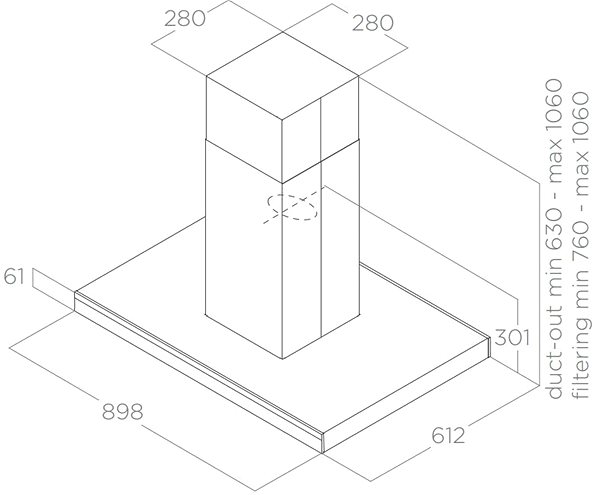 Extractor Hood ELICA ADELE IS BLIX/A/90 X 60 Technical draft