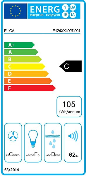 Extractor Hood ELICA SEASHELL IX/F/80 Energy label