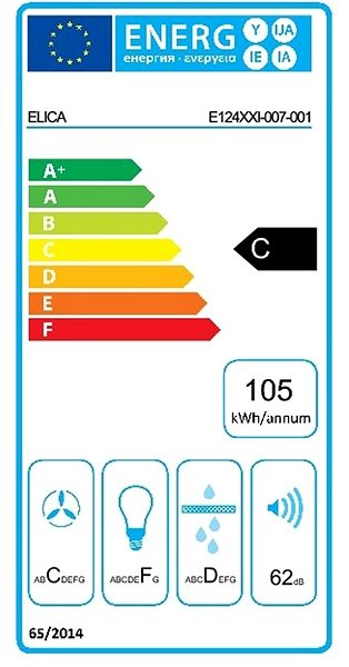Extractor Hood ELICA SEASHELL WH/F/80 Energy label