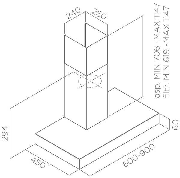 Extractor Hood TURBOAIR SOFIA H6 IX/F/60/SS/PB/LX Technical draft