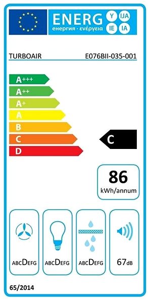 Extractor Hood TURBOAIR SOFIA H6 IX/F/60/SS/PB/LX Energy label