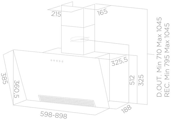 Extractor Hood TURBOAIR TRAMA BL/A/60 Technical draft