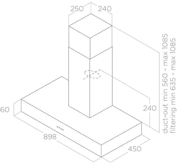 Extractor Hood TURBOAIR STANDARD H6 IX/BL/A/90 Technical draft
