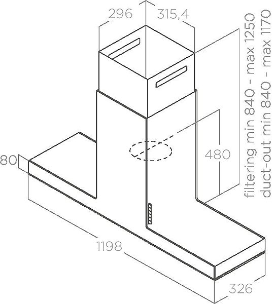 Extractor Hood ELICA HAIKU ISLAND BL/A/120 Technical draft