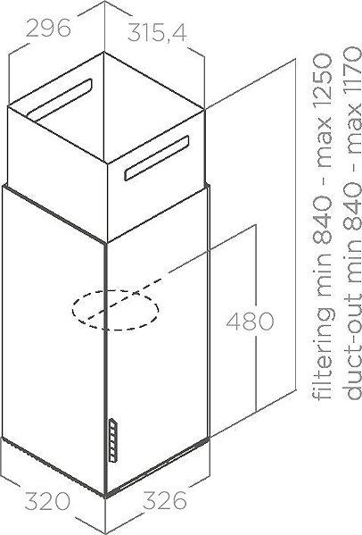 Extractor Hood ELICA HAIKU ISLAND BL/A/32 Technical draft